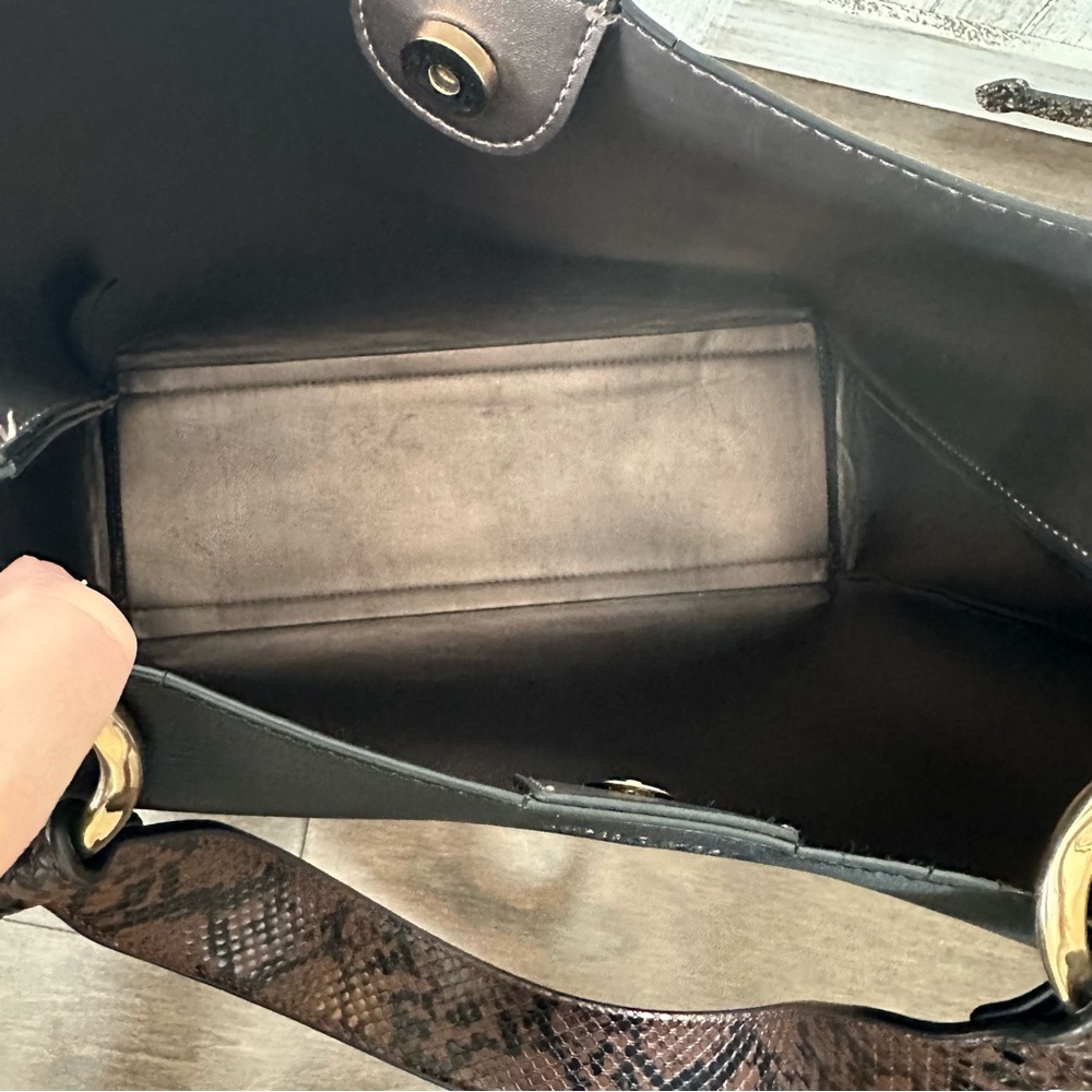 Luella Grey London Isadora Hobo Tote Black Snake Skin Handle Gold Accents - Picture 4 of 13